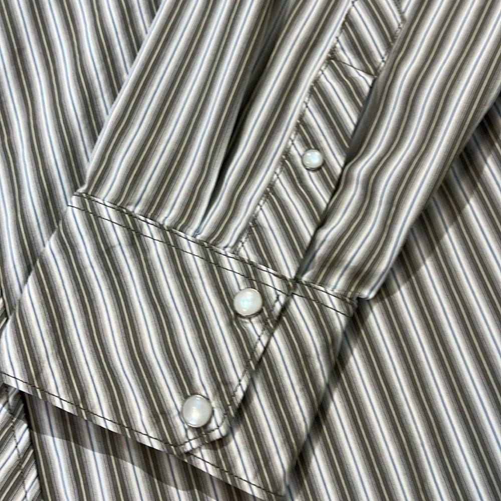 BANANA REPUBLIC SIZE XL SLIM FIT Men's Striped Gray Western Shirt